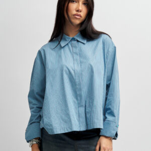 Giacca donna oversize celeste, meme road, AI25